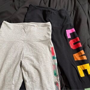 Gray and Black Love Pink Leggings